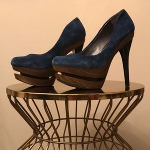 Jessica Simpson Blue Suede Platform High Heels